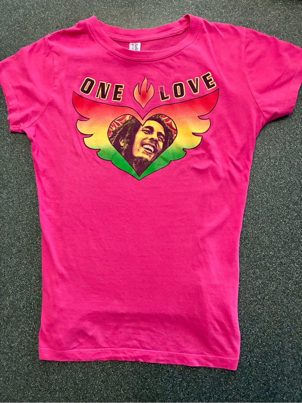 Vintage Pink Bob Marley ‘One Love’ Ladies T-Shirt (XL)